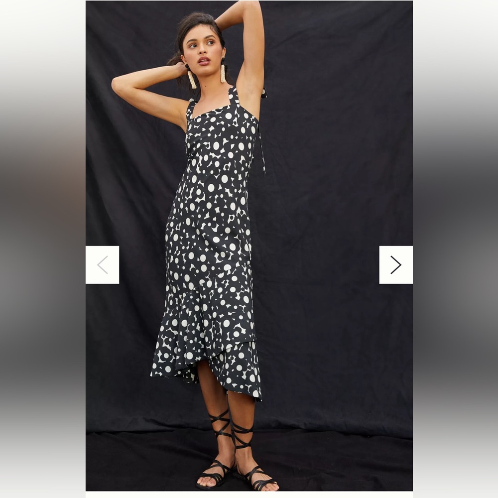 Hutch Flounced Shoulder-Tie Midi Dress